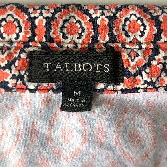 Talbots size medium patterned partial button down top - Picture 2 of 7